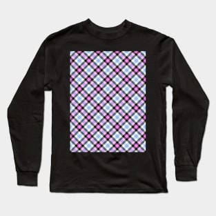 Pink and Blue Plaid Background Long Sleeve T-Shirt